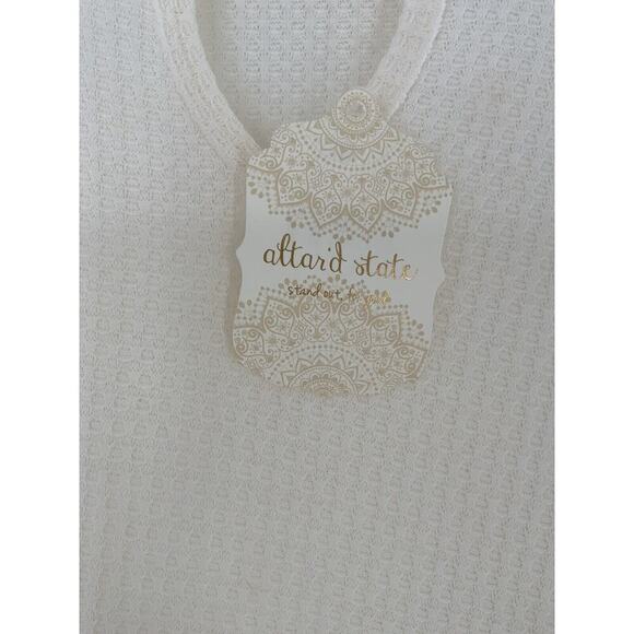 Altar'd State Blouse Women Sz XS Boho Babydoll Long Sleeve Oversized Waffle Knit - Picture 6 of 11